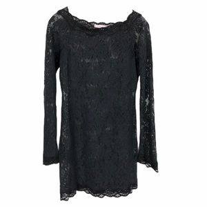 Victoria’s Secret Black Sheer Lace Slip Dress